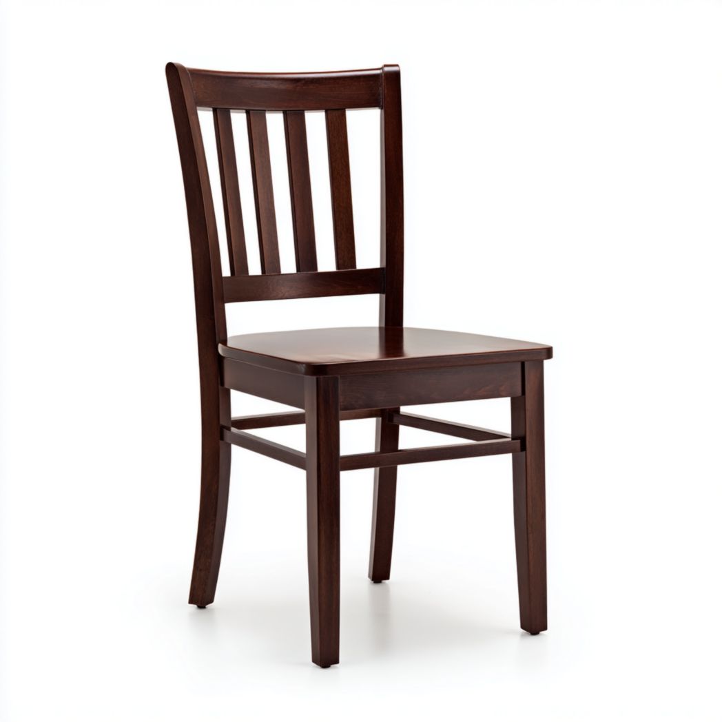 Sedia da pranzo in legno di faggio massiccio con schienale a doghe verticali
